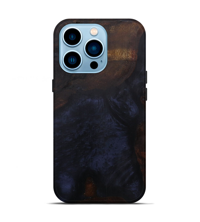 iPhone 14 Pro Wood+Resin Live Edge Phone Case - Jasmina (Pure Black, 587790)