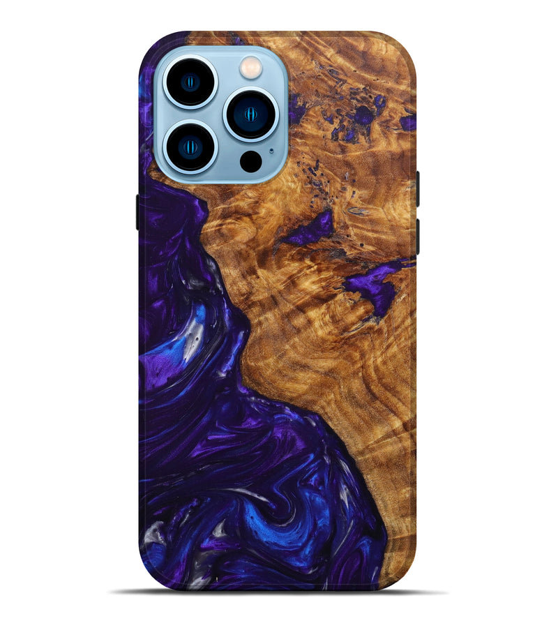 iPhone 14 Pro Max Wood+Resin Live Edge Phone Case - Julie (Purple, 641029)