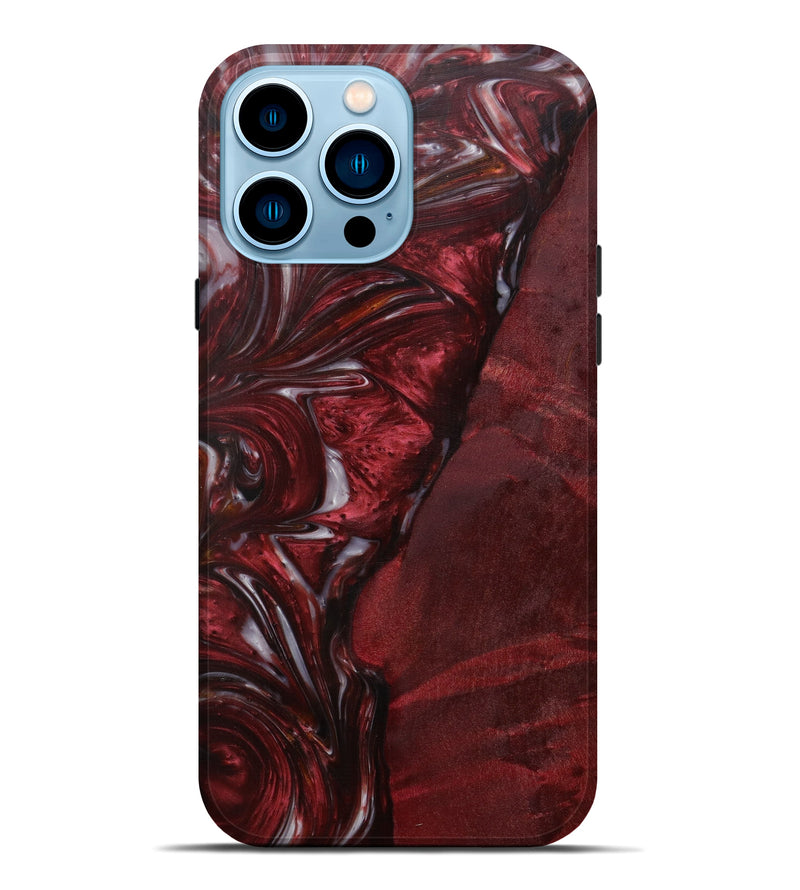 iPhone 14 Pro Max Wood+Resin Live Edge Phone Case - Bellina (Dark Red, 585198)