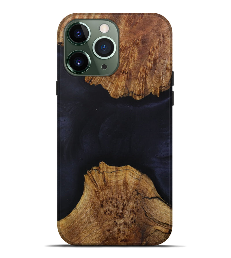 iPhone 13 Pro Max Wood+Resin Live Edge Phone Case - Skylar (Pure Black, 619603)