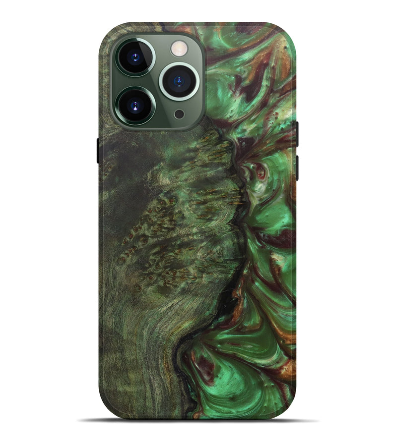 iPhone 13 Pro Max Wood+Resin Live Edge Phone Case - Heather (Dark Green, 600156)