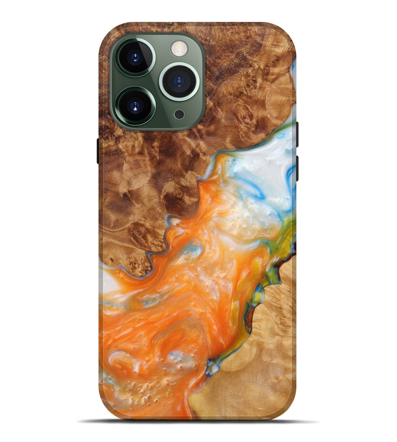 iPhone 13 Pro Max Wood+Resin Live Edge Phone Case - Kamille (Dark Red, 614947)