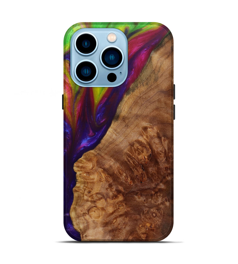 iPhone 14 Pro Wood+Resin Live Edge Phone Case - Lianne (Purple, 585606)