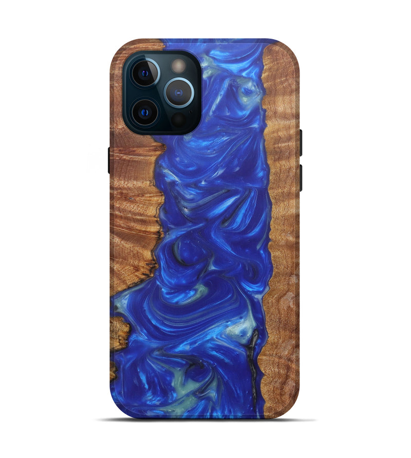iPhone 12 Pro Wood+Resin Live Edge Phone Case - Theresa (Light Blue, 598616)