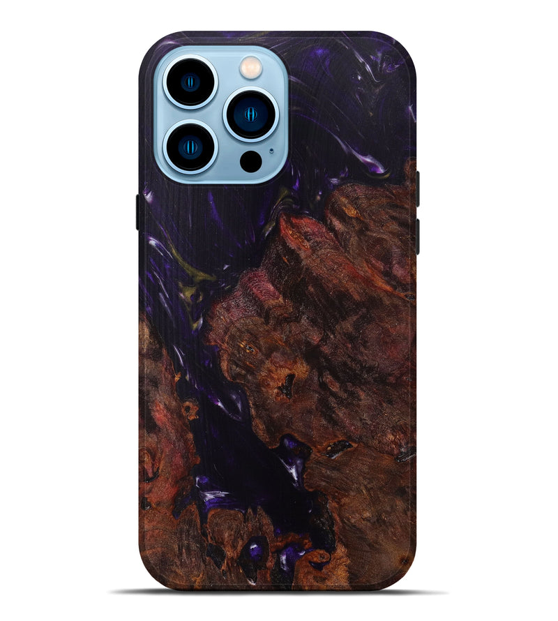 iPhone 14 Pro Max Wood+Resin Live Edge Phone Case - Siena (Purple, 626986)