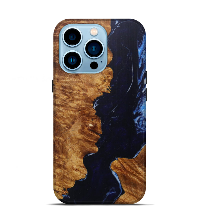 iPhone 14 Pro Wood+Resin Live Edge Phone Case - Rama (Dark Blue, 597369)