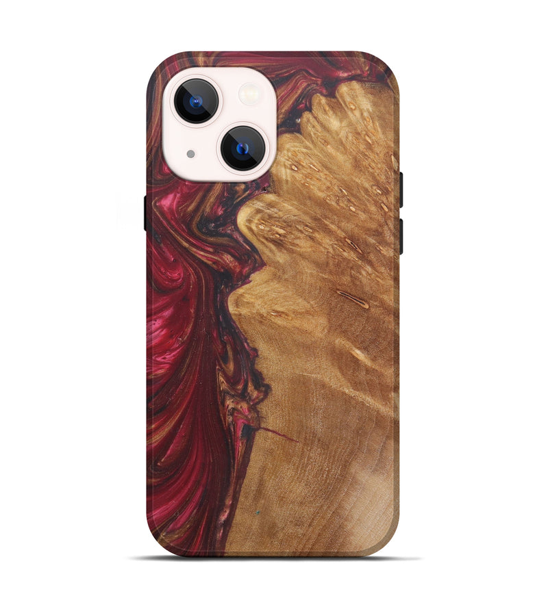 iPhone 13 Wood+Resin Live Edge Phone Case - Talya (Dark Red, 602472)