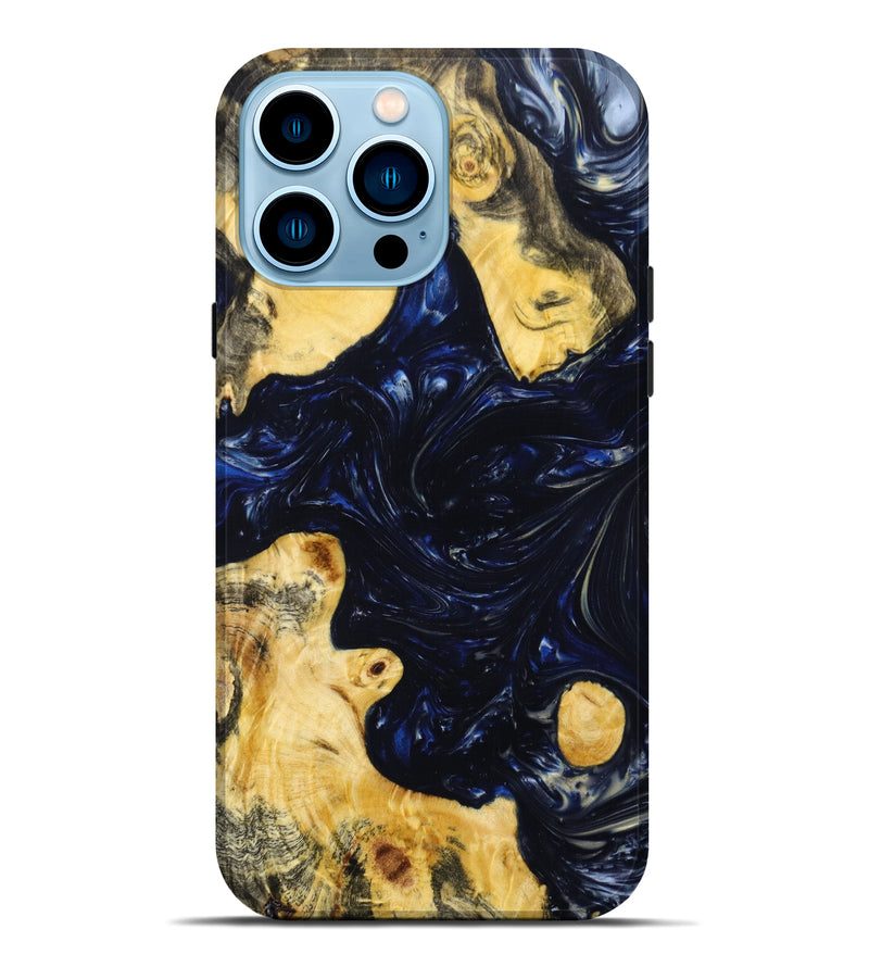 iPhone 14 Pro Max Wood+Resin Live Edge Phone Case - Donovan (Blue, 638984)