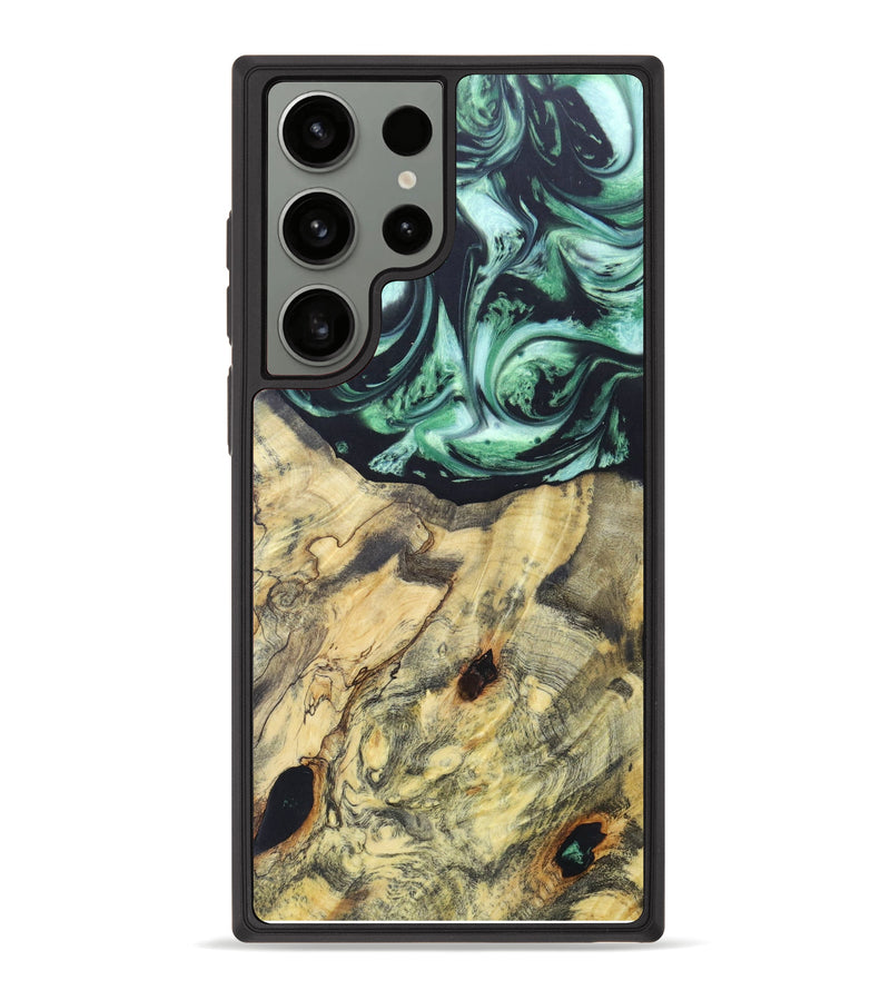 Galaxy S23 Ultra Wood+Resin Phone Case - Kristan (Green, 624408)