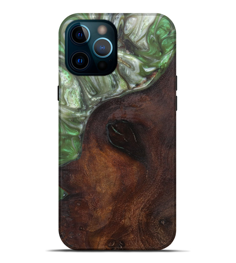 iPhone 12 Pro Max Wood+Resin Live Edge Phone Case - Sophey (Dark Green, 604276)