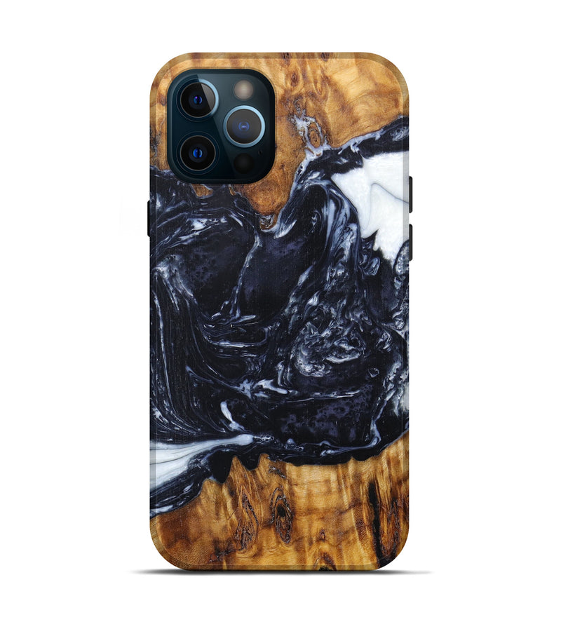 iPhone 12 Pro Wood+Resin Live Edge Phone Case - Willard (Black & White, 606491)