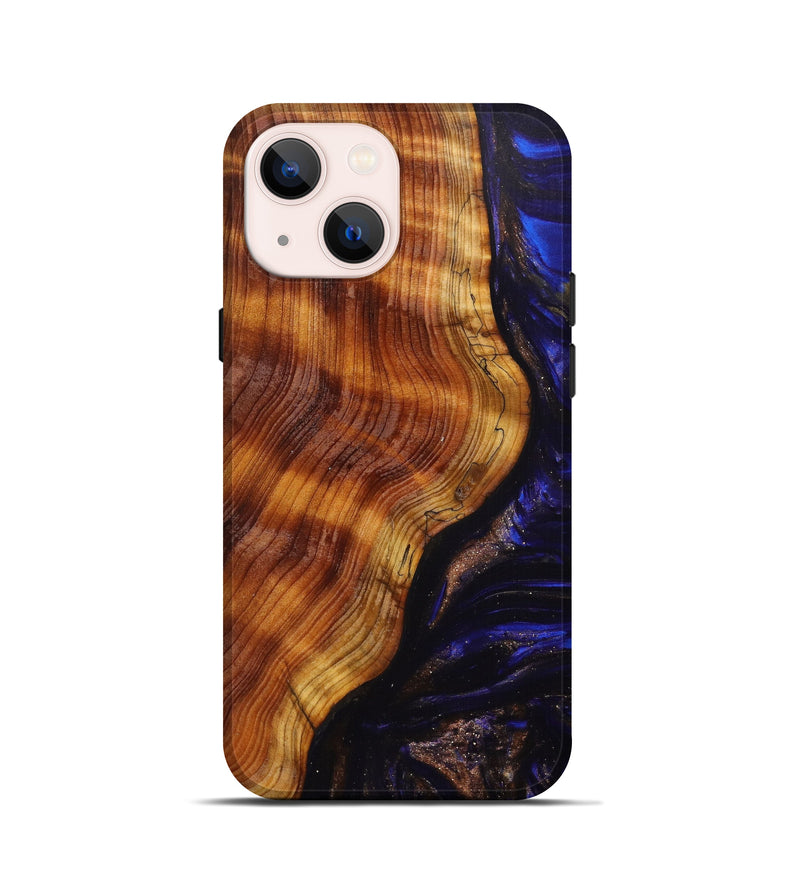 iPhone 13 mini Wood+Resin Live Edge Phone Case - Dominik (Blue, 623580)