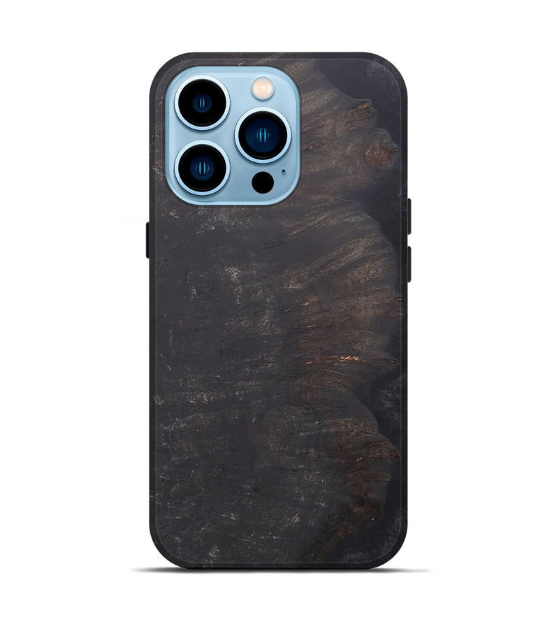 iPhone 14 Pro Wood+Resin Live Edge Phone Case - Melli (Pure Black, 595477)