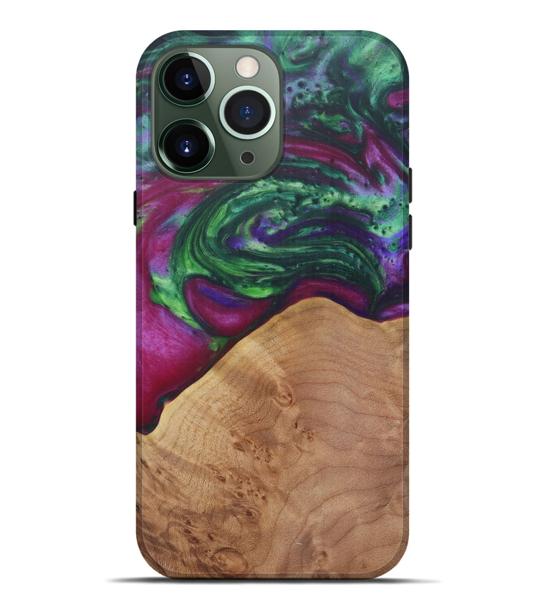 iPhone 13 Pro Max Wood+Resin Live Edge Phone Case - Kessia (Dark Green, 576747)