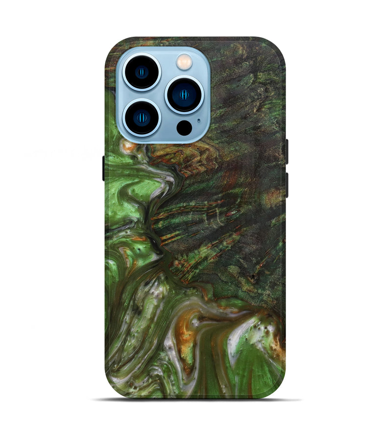 iPhone 14 Pro Wood+Resin Live Edge Phone Case - Dion (Dark Green, 597329)