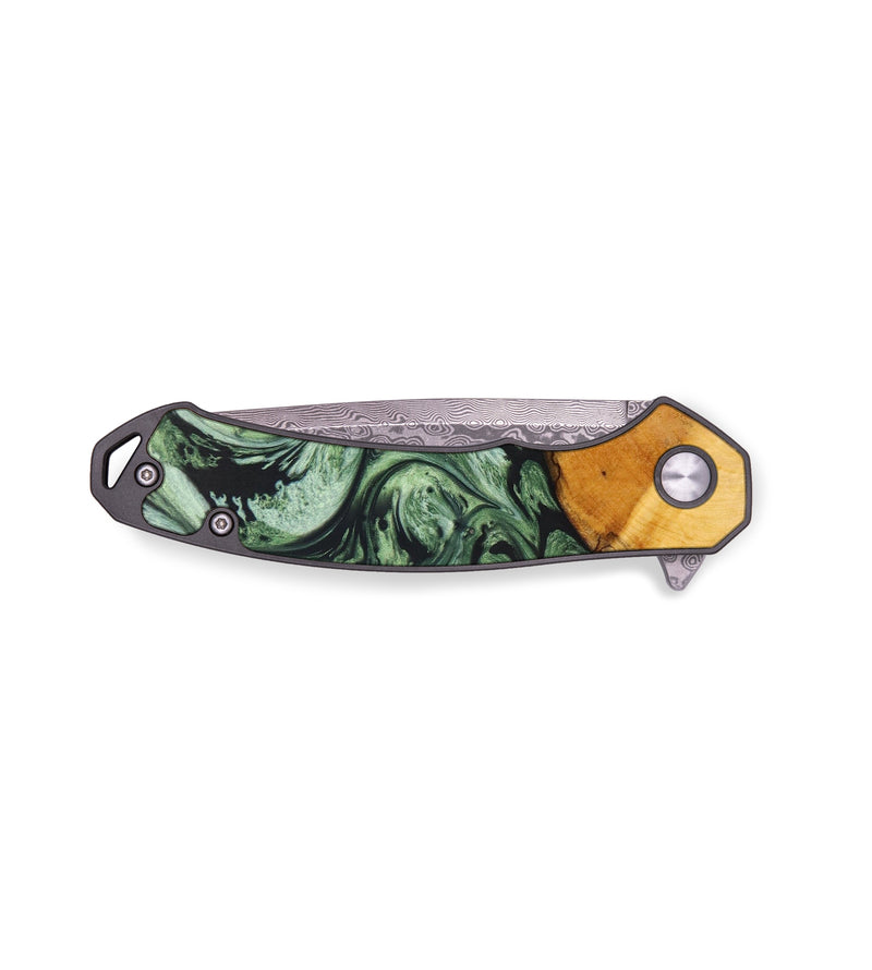 EDC Wood+Resin Pocket Knife - Madisyn (Green, 640359)