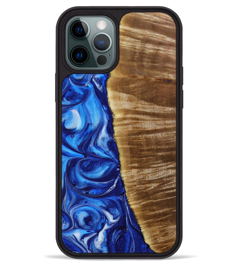 iPhone 12 Pro Max Wood+Resin Phone Case - Jordan (Blue, 646581)