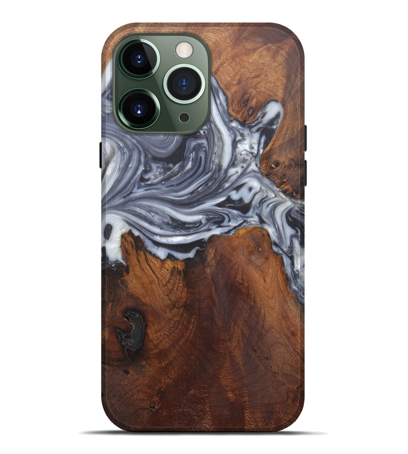 iPhone 13 Pro Max Wood+Resin Live Edge Phone Case - Bryna (Black & White, 574867)