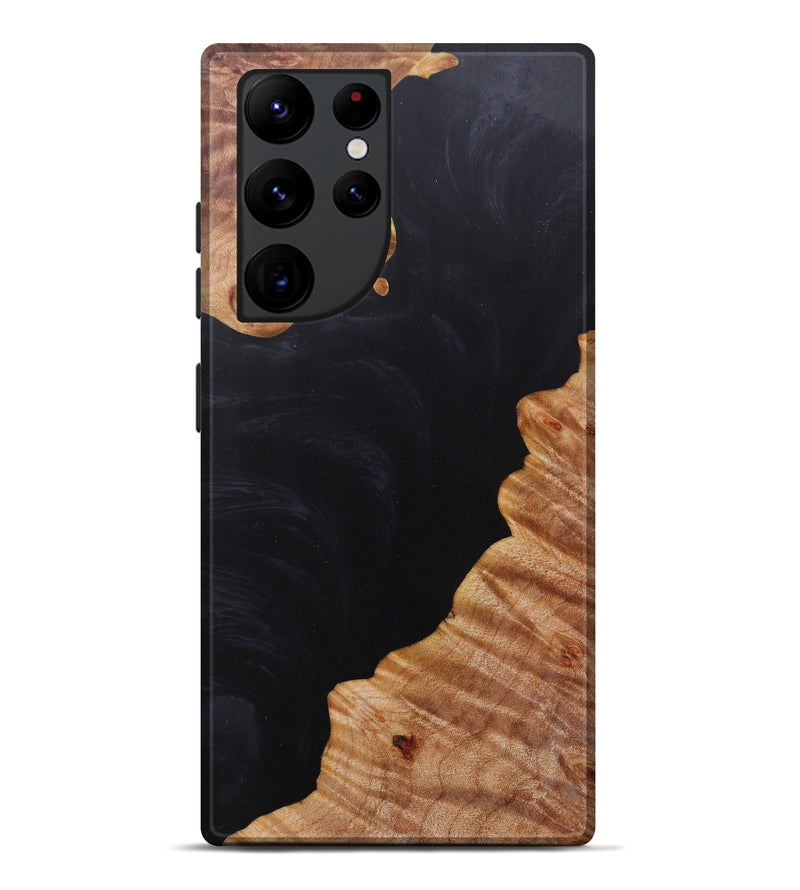 Galaxy S22 Ultra Wood+Resin Live Edge Phone Case - Sybyl (Pure Black, 601238)