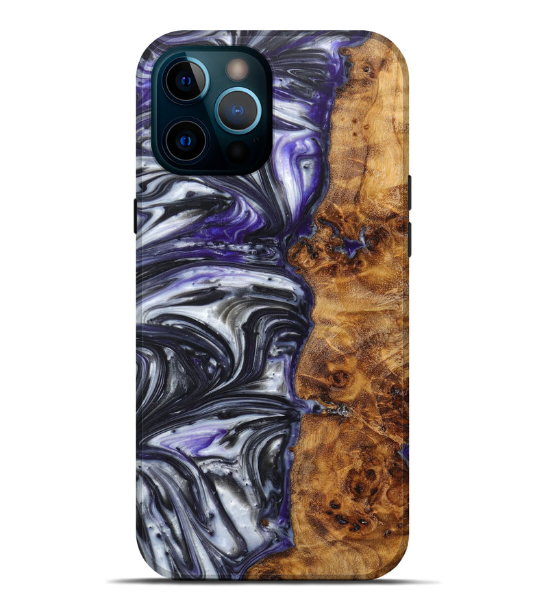 iPhone 12 Pro Max Wood+Resin Live Edge Phone Case - Kaman (Black & White, 606792)