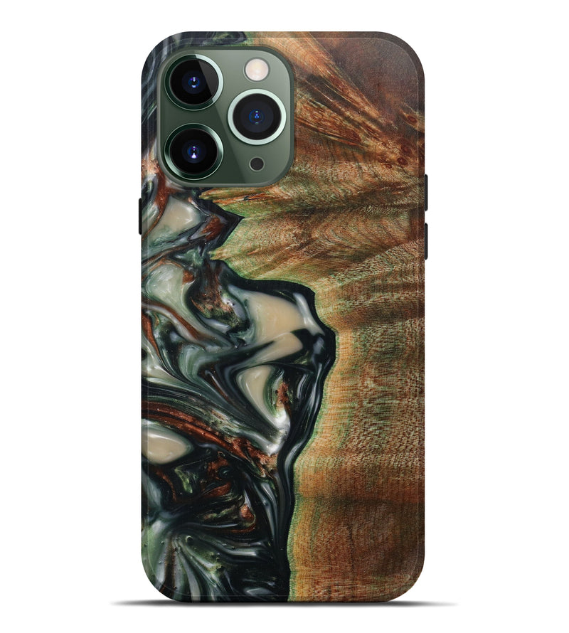 iPhone 13 Pro Max Wood+Resin Live Edge Phone Case - Vassilis (Dark Green, 597298)