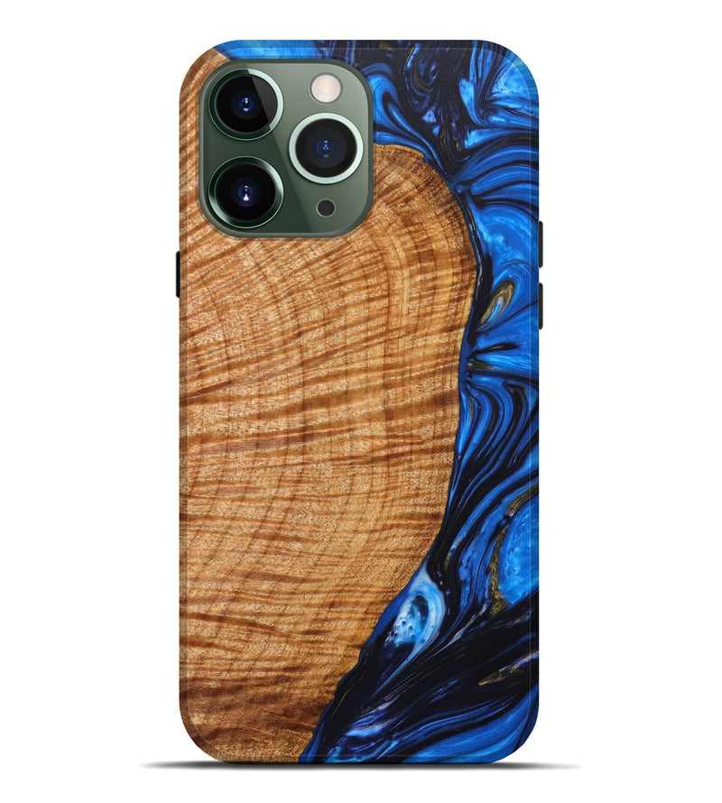 iPhone 13 Pro Max Wood+Resin Live Edge Phone Case - Gauge (Blue, 623699)