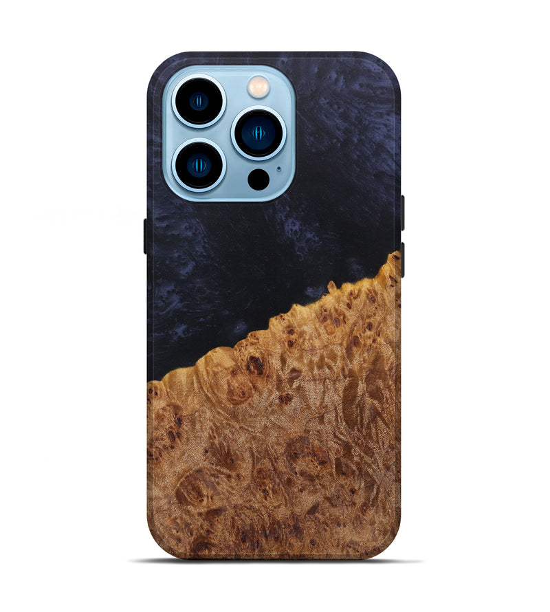 iPhone 14 Pro Wood+Resin Live Edge Phone Case - Gussy (Pure Black, 608543)