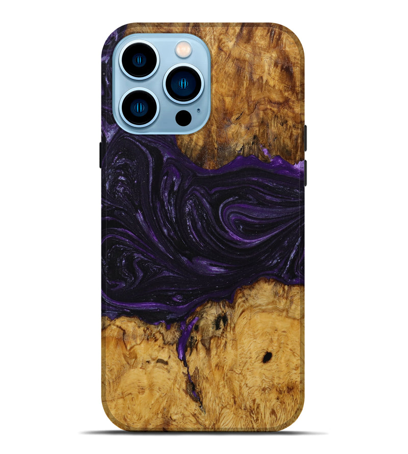 iPhone 14 Pro Max Wood+Resin Live Edge Phone Case - Miriam (Purple, 645636)