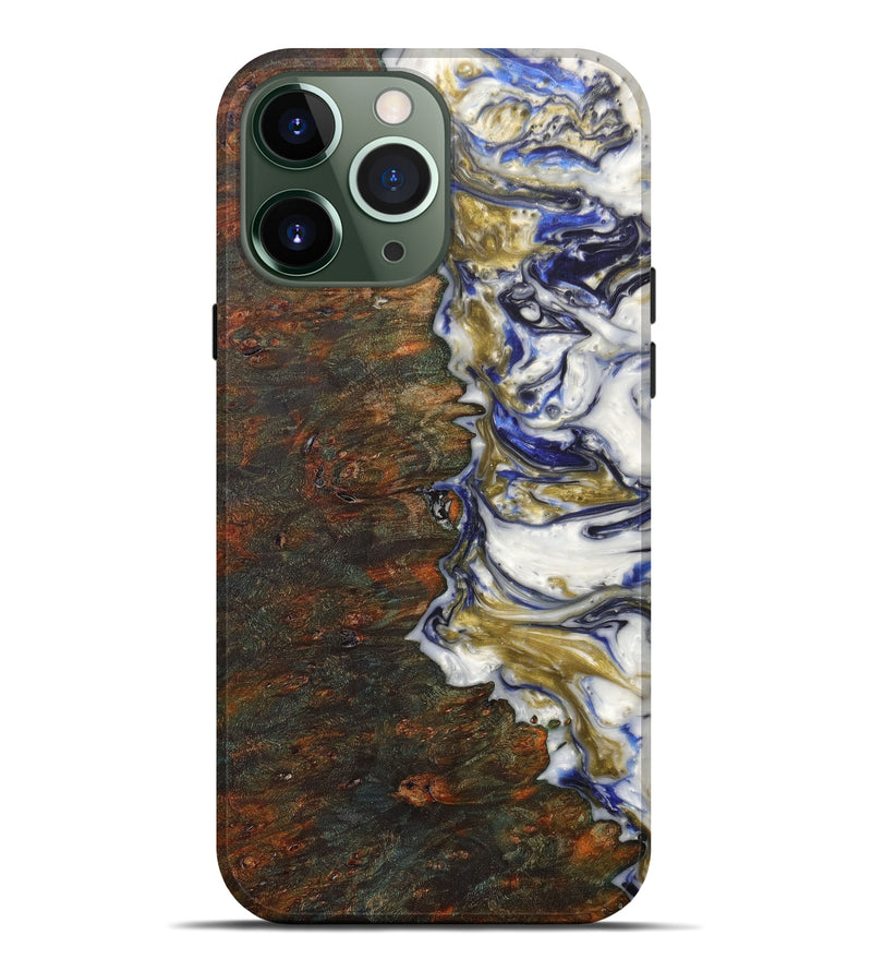 iPhone 13 Pro Max Wood+Resin Live Edge Phone Case - Kalel (Blue, 629018)