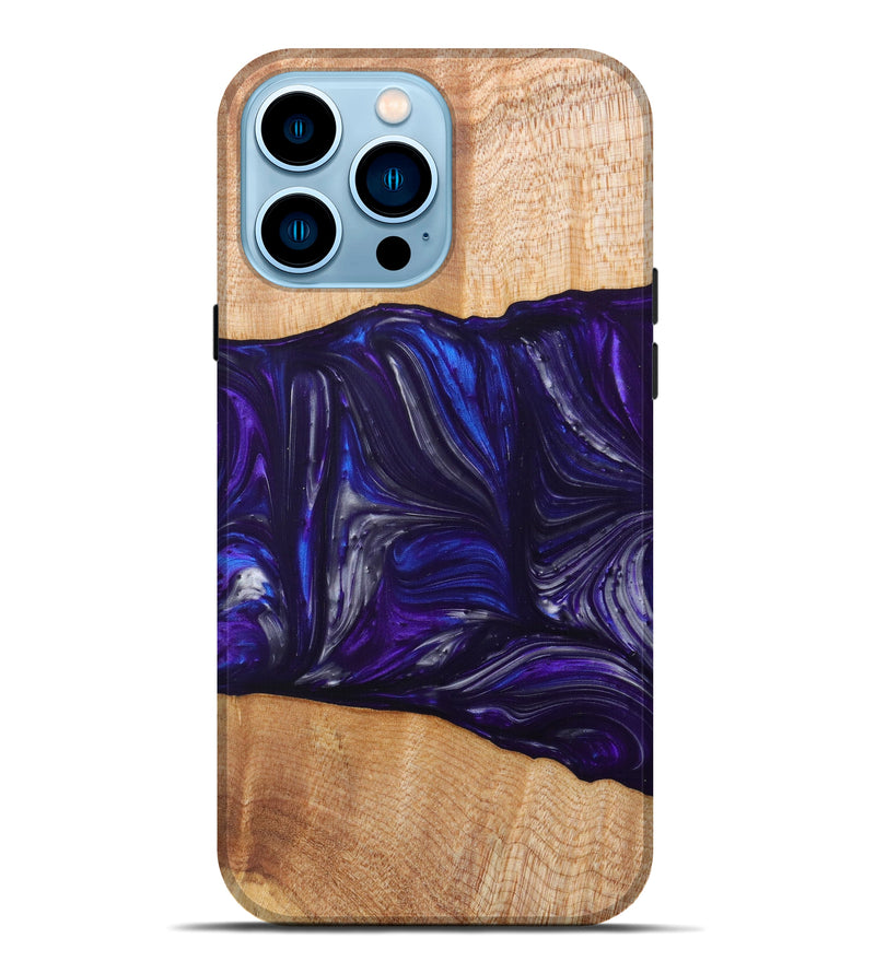 iPhone 14 Pro Max Wood+Resin Live Edge Phone Case - Lillyana (Purple, 621667)
