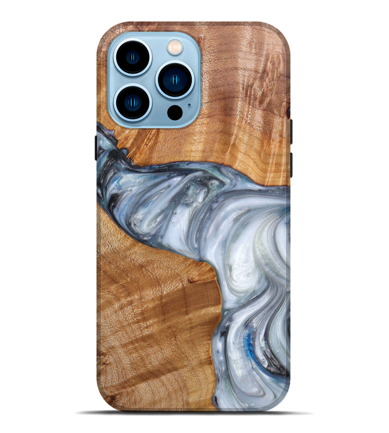 iPhone 14 Pro Max Wood+Resin Live Edge Phone Case - Donn (Black & White, 629763)