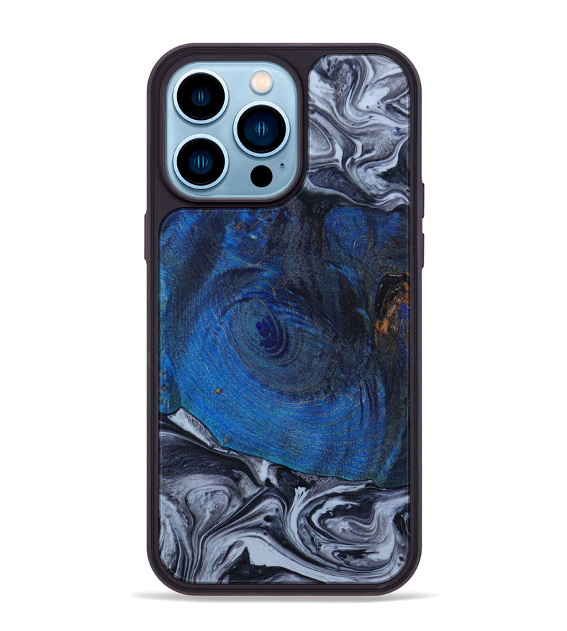 iPhone 14 Pro Max Wood+Resin Phone Case - Miles (Black & White, 647108)