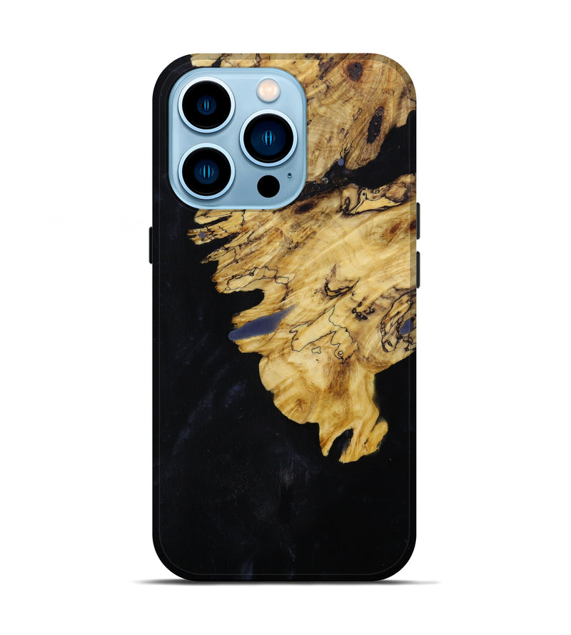 iPhone 14 Pro Wood+Resin Live Edge Phone Case - Kailey (Black & White, 646494)