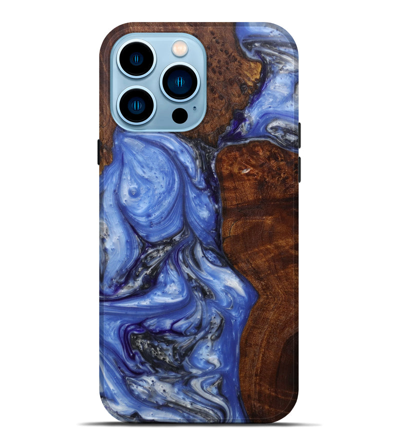 iPhone 14 Pro Max Wood+Resin Live Edge Phone Case - Minne (Light Blue, 591760)