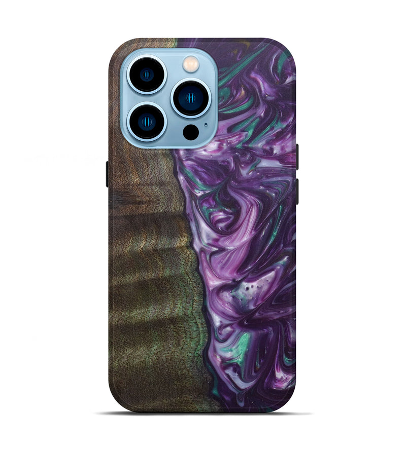 iPhone 14 Pro Wood+Resin Live Edge Phone Case - Hqs (Purple, 594874)