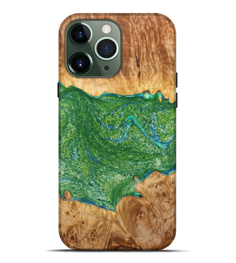 iPhone 13 Pro Max Wood+Resin Live Edge Phone Case - Barbara (Green, 640488)