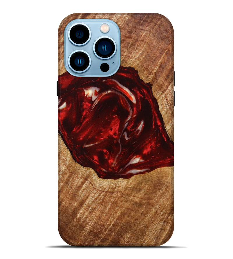 iPhone 14 Pro Max Wood+Resin Live Edge Phone Case - Alexander (Red, 641151)