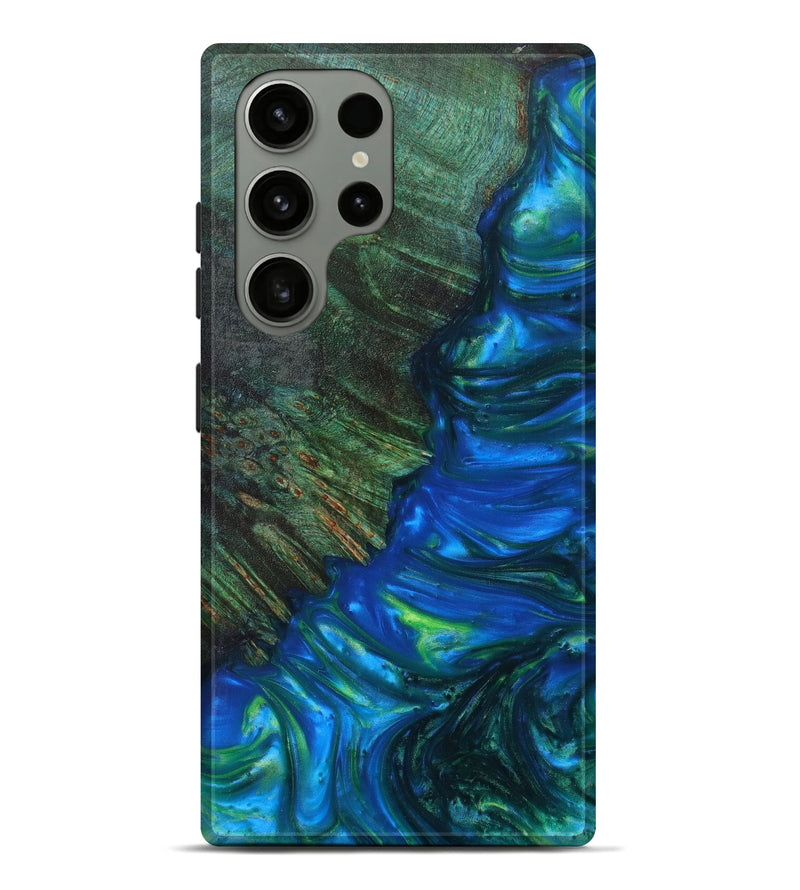 Galaxy S23 Ultra Wood+Resin Live Edge Phone Case - Nickolas (Blue, 628382)