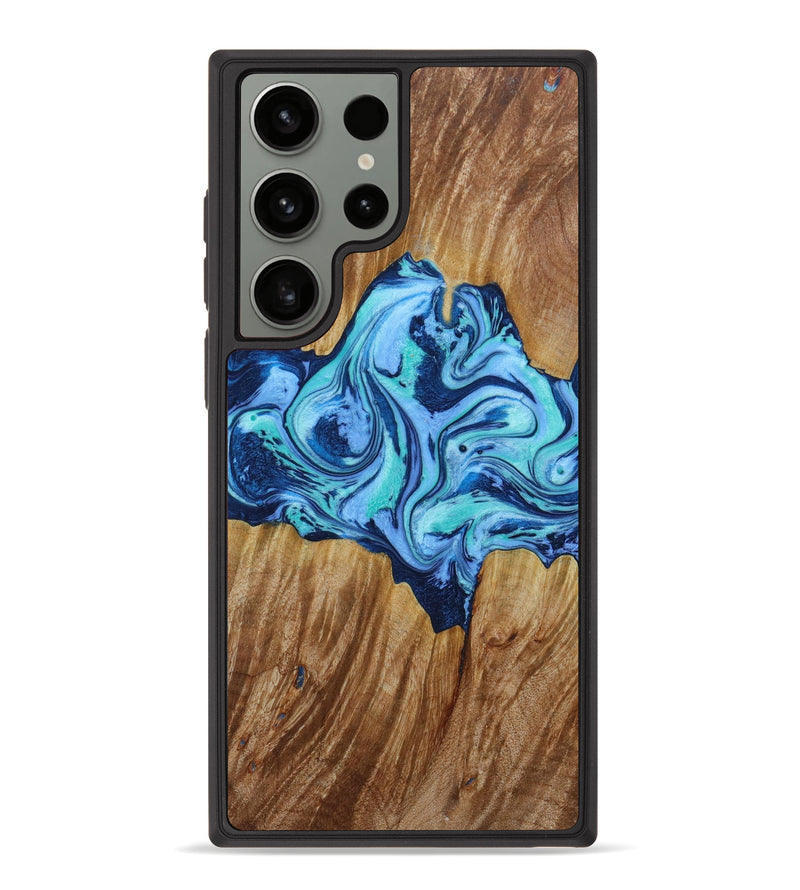 Galaxy S23 Ultra Wood+Resin Phone Case - Adalyn (Blue, 643901)
