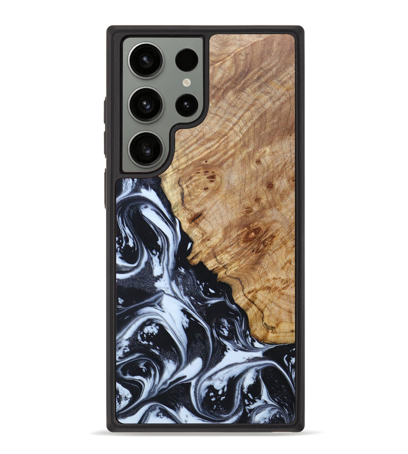Galaxy S23 Ultra Wood+Resin Phone Case - Zhane (Black & White, 627768)