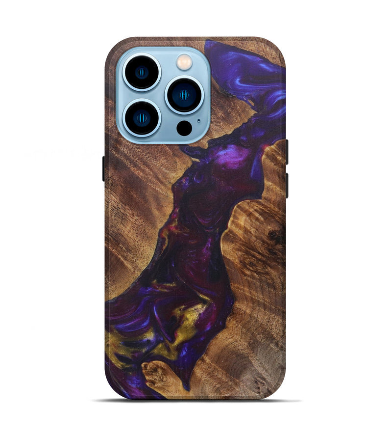 iPhone 14 Pro Wood+Resin Live Edge Phone Case - Shirish (Purple, 594873)