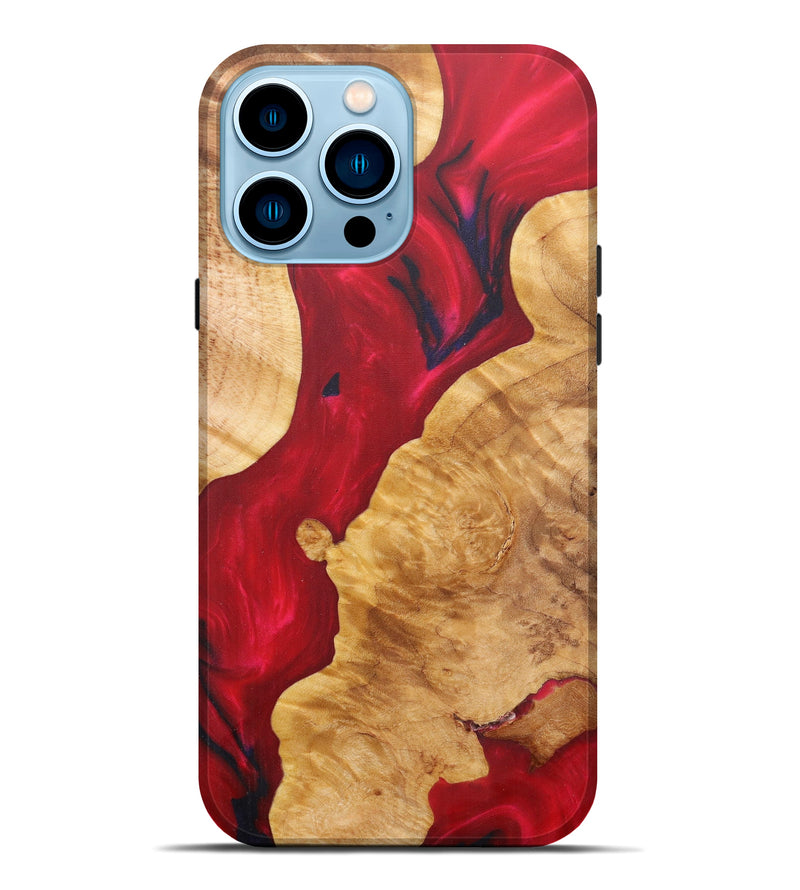 iPhone 14 Pro Max Wood+Resin Live Edge Phone Case - Imtaz (Dark Red, 593752)
