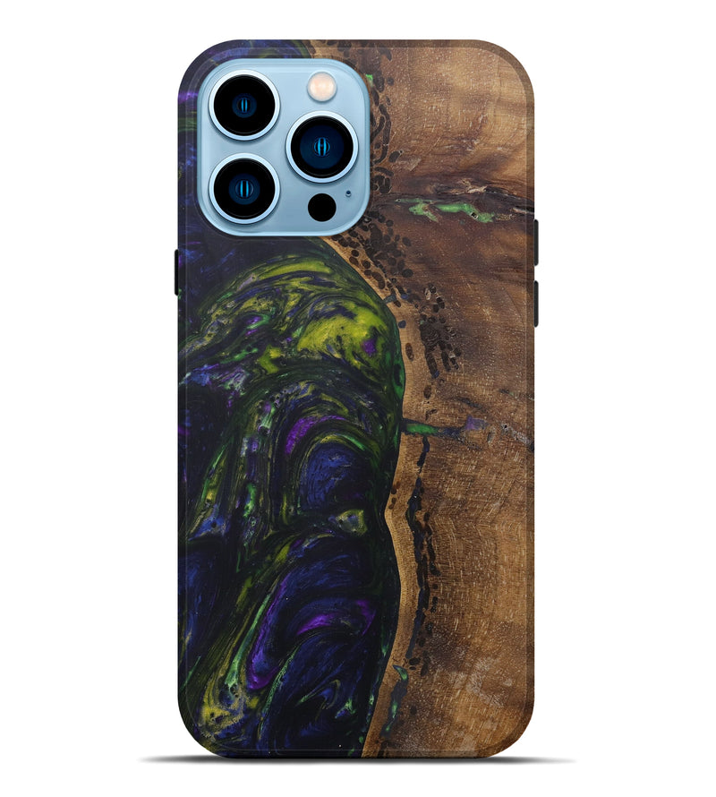 iPhone 14 Pro Max Wood+Resin Live Edge Phone Case - Sheelah (Dark Blue, 601200)