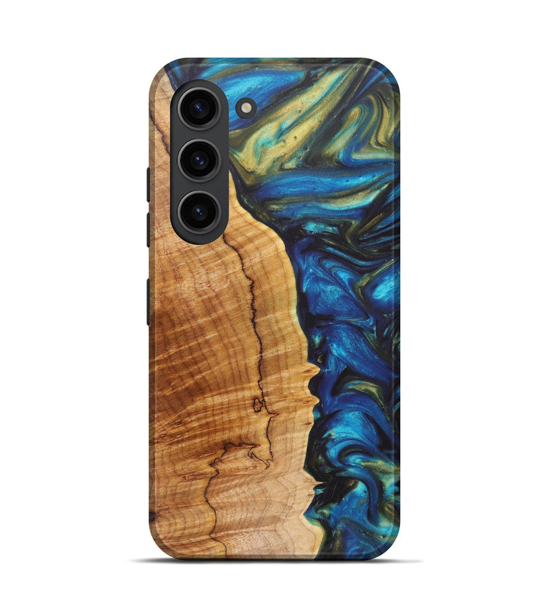 Galaxy S23 Wood+Resin Live Edge Phone Case - Alivia (Teal & Gold, 626025)