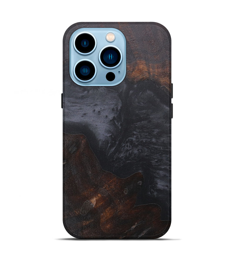 iPhone 14 Pro Wood+Resin Live Edge Phone Case - Anthiathia (Pure Black, 595473)