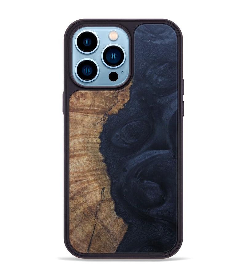 iPhone 14 Pro Max Wood+Resin Phone Case - Sharee (Pure Black, 597533)