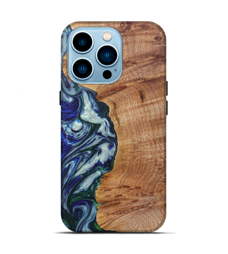 iPhone 14 Pro Wood+Resin Live Edge Phone Case - Nicholas (Dark Blue, 598652)