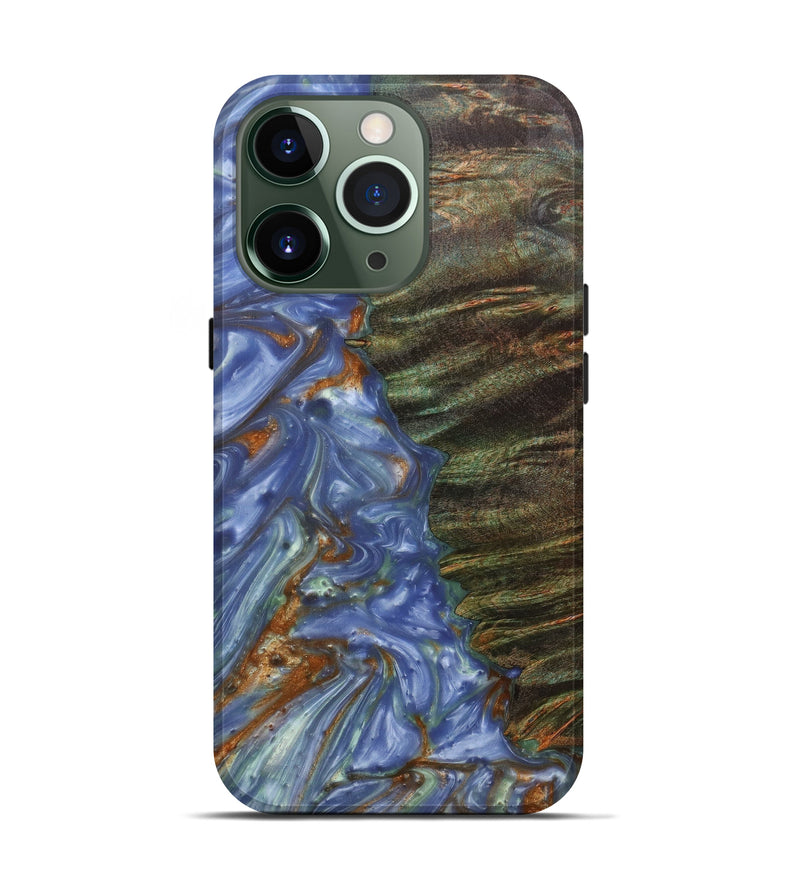 iPhone 13 Pro Wood+Resin Live Edge Phone Case - Celinda (Light Blue, 596660)