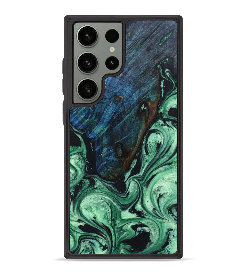 Galaxy S23 Ultra Wood+Resin Phone Case - Charlene (Green, 638052)