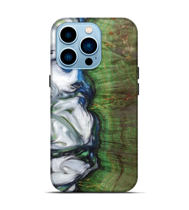 iPhone 14 Pro Wood+Resin Live Edge Phone Case - Lindsey (Blue, 633209)
